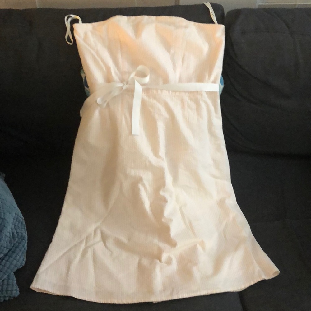 Pale pink strapless seersucker dress 👗 sz 4